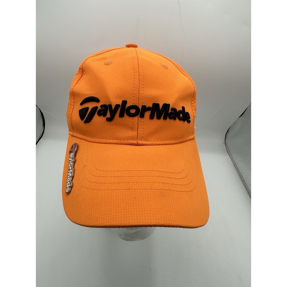 TaylorMade R15 Hat Mens Orange Golf Cap Adjustable Strapback Logo Pin
